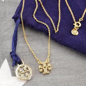 Tory Burch Kira Pavé Necklace in 18k Tory Gold (Brand New)